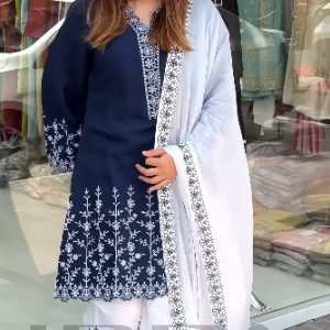 Soft Cotton Light Ash Three Piece – অল ওভার এমব্রয়ডারি, ১০০% সুতি
